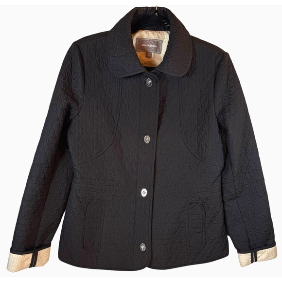 Johnston & Murphy Jacket Women‎ Medium Black Quilted Lined Soft Shell Toggle - Picture 2 of 10